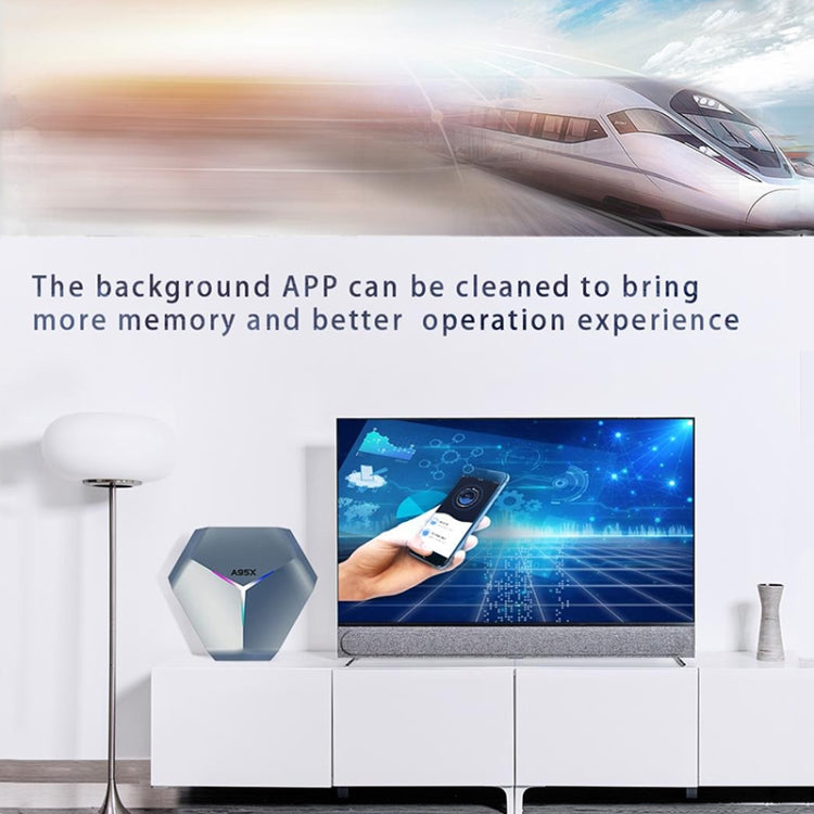 A95X F4 8K UHD Smart TV BOX Android 10.0 Media Player wtih Remote Control, Amlogic S905X4 Quad Core Cortex-A55 up to 2.0GHz, RAM: 4GB, ROM: 64GB, 2.4GHz/5GHz WiFi, Bluetooth, EU Plug(Metallic Blue), 4GB+64GB