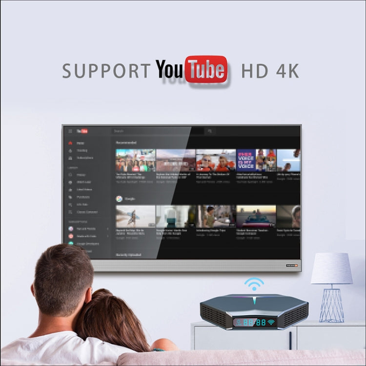 A95X F4 8K UHD Smart TV BOX Android 10.0 Media Player wtih Remote Control, Amlogic S905X4 Quad Core Cortex-A55 up to 2.0GHz, RAM: 4GB, ROM: 64GB, 2.4GHz/5GHz WiFi, Bluetooth, EU Plug(Metallic Blue), 4GB+64GB