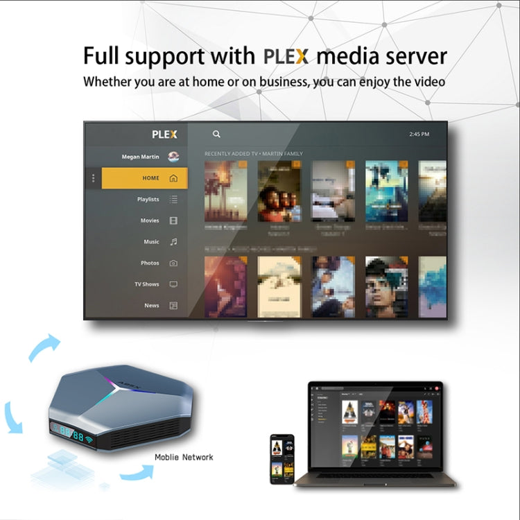 A95X F4 8K UHD Smart TV BOX Android 10.0 Media Player wtih Remote Control, Amlogic S905X4 Quad Core Cortex-A55 up to 2.0GHz, RAM: 4GB, ROM: 64GB, 2.4GHz/5GHz WiFi, Bluetooth, EU Plug(Metallic Blue), 4GB+64GB