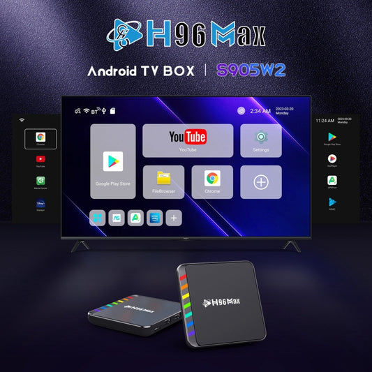 H96 Max W2 4K Ultra HD Android 11.0 Smart TV Box with Remote Control, Amlogic S905W2 Quad-Core, 4GB+64GB, 4GB+64GB