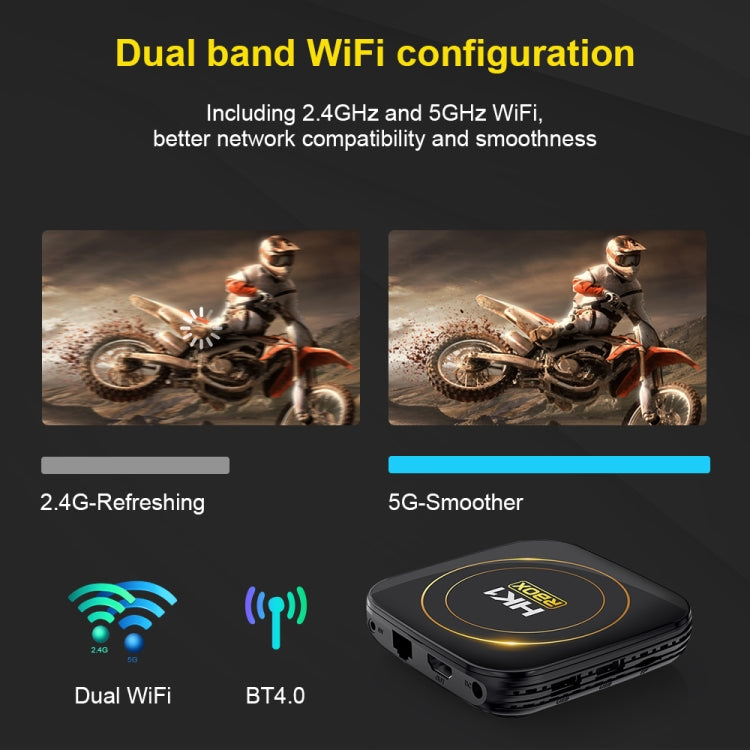 HK1 RBOX-H8S 4K Ultra HD Android 12.0 Smart TV Box with Remote Control, Allwinner H618 Quad-Core, 2GB+16GB, 2GB+16GB