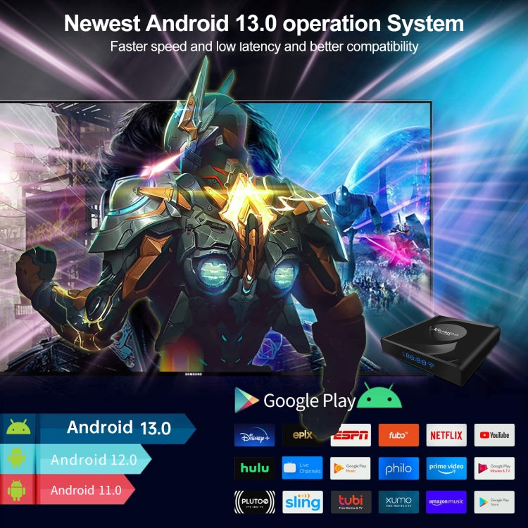 X88 Pro 13 Android 13.0 Smart TV Box with Remote Control, RK3528 Quad-Core, 4G+64GB, 4G+64GB