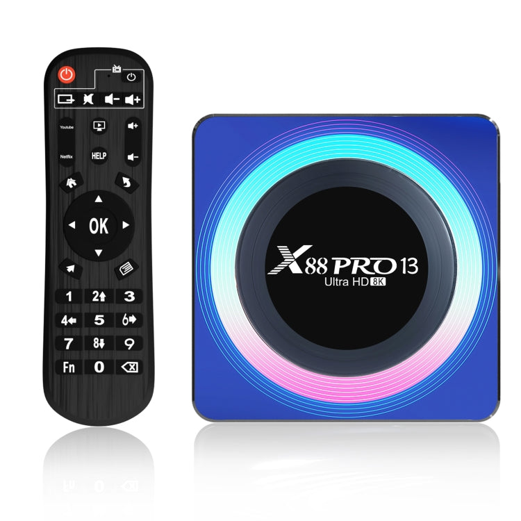 Acrylic X88 Pro 13 8K Ultra HD Android 13.0 Smart TV Box with Remote Control, RK3528 Quad-Core, 2GB+16GB, 2GB+16GB