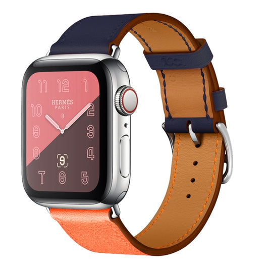 Zweifarbiges Einzelschlaufen-Lederarmband für Apple Watch Series 3 & 2 & 1, 38mm Orange+Leuchtblau, 42mm Orange+Leuchtblau, 38mm Pink+Weinrot, 42mm Pink+Weinrot, 38mm Bernstein+Orangerot+Hellrosarot, 42mm Bernstein+Orangerot+Hellrosarot ...