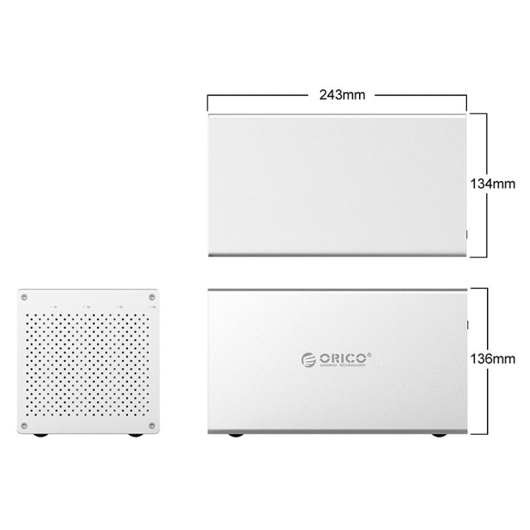 ORICO Honeycomb Series WS400C3 SATA 3.5 inch 40TB USB-C / Type-C 4 Bays Aluminum Alloy HDD / SSD Enclosure, USB-C / Type-C 4 Bays
