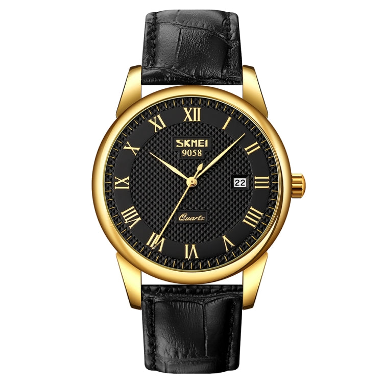 SKMEI 9058 Montre-bracelet à quartz multifonctionnelle étanche à coque dorée, style femme cadran noir bracelet noir, style femme cadran argent bracelet marron, style femme cadran doré bracelet marron, style homme cadran argent bracelet marron...
