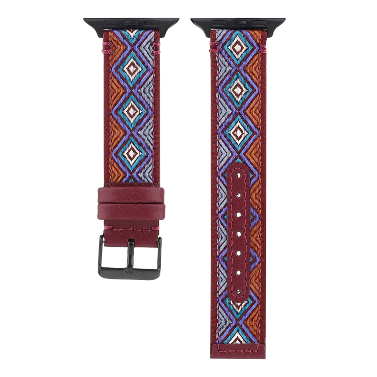 Ethnic Leather Watchband For Apple Watch Series 6 & SE & 5 & 4 44mm / 3 & 2 & 1 42mm, For Apple Watch Series 7 45mm / 6 & SE & 5 & 4 44mm / 3 & 2 & 1 42mm