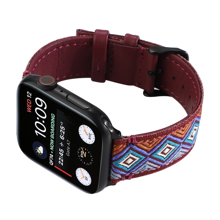 Ethnic Leather Watchband For Apple Watch Series 6 & SE & 5 & 4 44mm / 3 & 2 & 1 42mm, For Apple Watch Series 7 45mm / 6 & SE & 5 & 4 44mm / 3 & 2 & 1 42mm