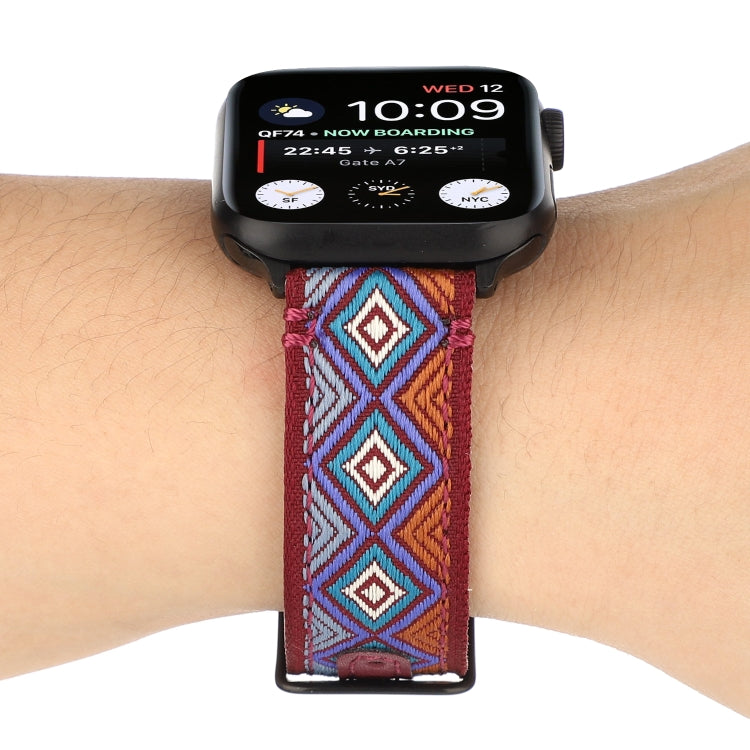 Ethnic Leather Watchband For Apple Watch Series 6 & SE & 5 & 4 44mm / 3 & 2 & 1 42mm, For Apple Watch Series 7 45mm / 6 & SE & 5 & 4 44mm / 3 & 2 & 1 42mm