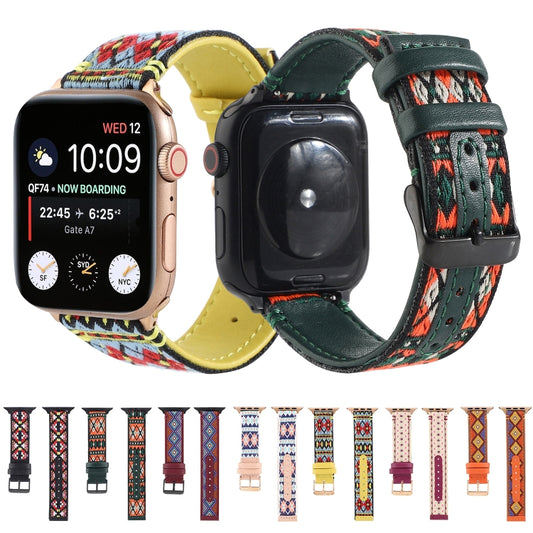 Ethnic Leather Watchband For Apple Watch Series 6 & SE & 5 & 4 44mm / 3 & 2 & 1 42mm, For Apple Watch Series 7 45mm / 6 & SE & 5 & 4 44mm / 3 & 2 & 1 42mm