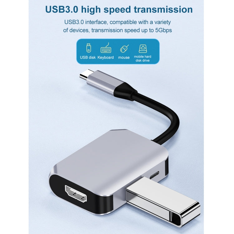 HW-6003 3 In 1 Type-C / USB-C to HDMI + PD + USB 3.0 Docking Station Adapter Converter, HW-6003