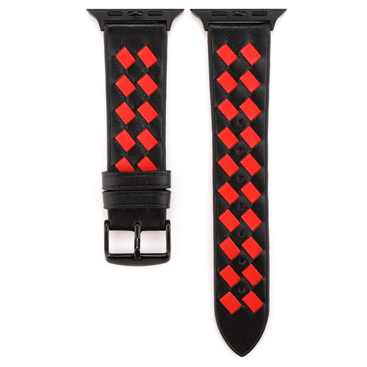 Gewebtes Echtlederarmband, für Apple Watch Series 8&7 41mm / SE 2&6&SE&5&4 40mm / 3&2&1 38mm, für Apple Watch Series 7 41mm / 6 & SE & 5 & 4 40mm / 3 & 2 & 1 38mm, für Apple Watch Series 7 45mm / 6 & SE & 5 & 4 44mm / 3 & 2 & 1 42mm