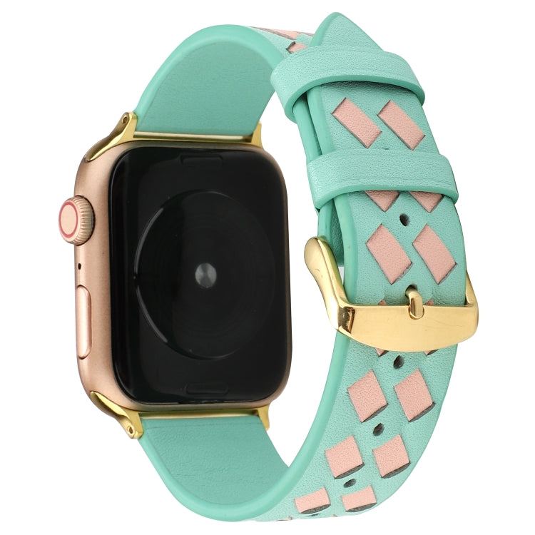 Gewebtes Echtlederarmband, für Apple Watch Series 8&7 41mm / SE 2&6&SE&5&4 40mm / 3&2&1 38mm, für Apple Watch Series 7 41mm / 6 & SE & 5 & 4 40mm / 3 & 2 & 1 38mm, für Apple Watch Series 7 45mm / 6 & SE & 5 & 4 44mm / 3 & 2 & 1 42mm