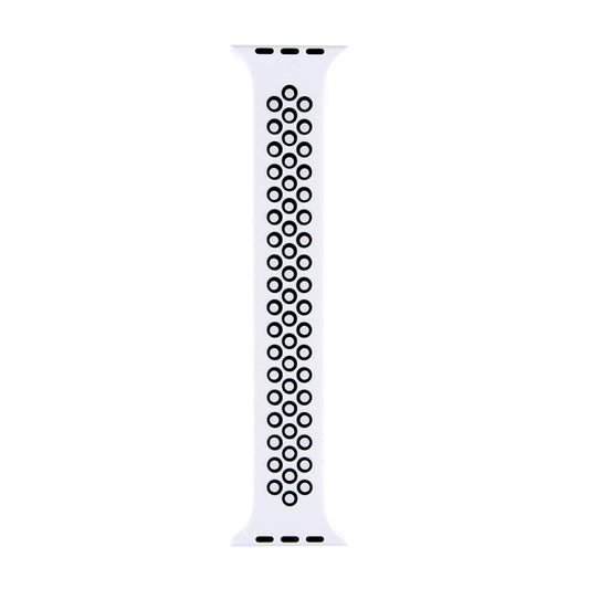 Bracelet de montre élastique en silicone pour Apple Watch Series 6 & SE & 5 & 4 40mm / 3 & 2 & 1 38mm, Longueur : 160mm, 160mm (Blanc Noir), 160mm (Noir), 160mm (Noir Jaune), 160mm (Noir Gris), 160mm (Rouge Noir), 160mm (Noir Blanc), 160mm (Noir Rouge)