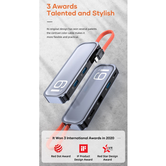 Station d'accueil multifonction ROCK TR06 6 en 1 Type-C / USB-C vers RJ45, TR06