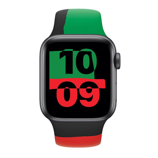 Black Unity Silicone Sports Replacement Watchbands For Apple Watch Series 6 & SE & 5 & 4 44mm / 3 & 2 & 1 42mm, For Apple Watch 44mm/42mm