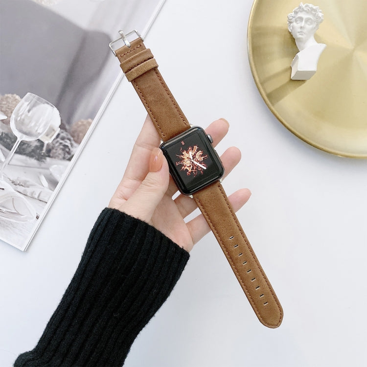 Watchbands aus Crazy Horse-Textur + flach texturiertem Leder-Ersatz für Apple Watch Series 6 & SE & 5 & 4 40mm / 3 & 2 & 1 38mm, für Apple Watch Series 7 41mm / 6 & SE & 5 & 4 40mm / 3 & 2 & 1 38mm