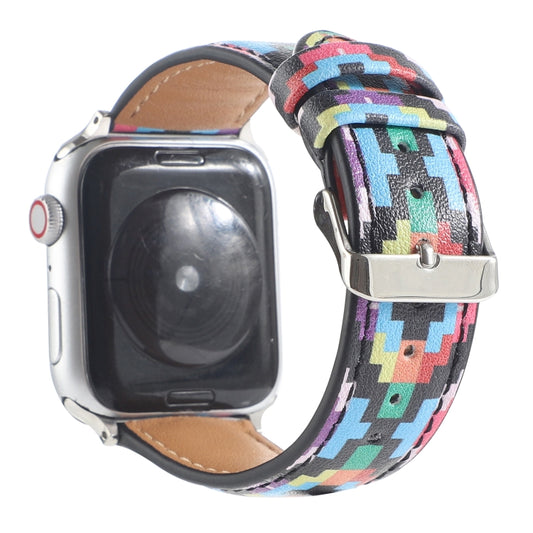 Uhrenarmband aus Leder im ethnischen Marmor-Stil für Apple Watch Series 6 & SE &, 5 & 4 44mm / 3 & 2 & 1 42mm, 5 & 4 40mm / 3 & 2 & 1 38mm