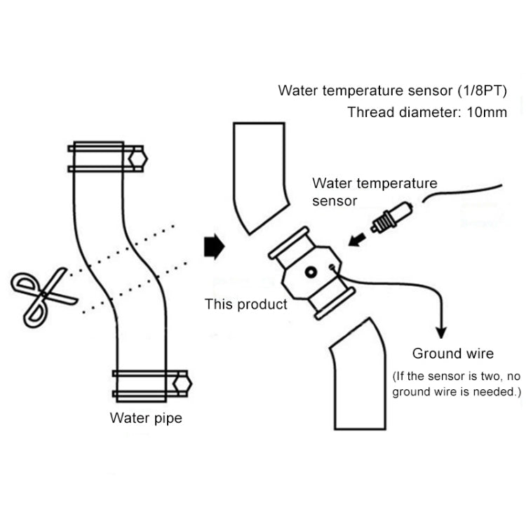Car Water Temperature Meter Temperature Gauge Joint Pipe Radiator Sensor Adaptor Clamps, 26mm, 28mm, 30mm, 32mm, 34mm, 36mm, 38mm, 40mm