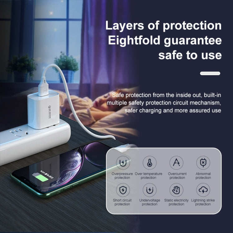 WK WP-U57 18W Speed QC3.0 Fast Charger + USB to Type-C / USB-C Data Cable, US Plug