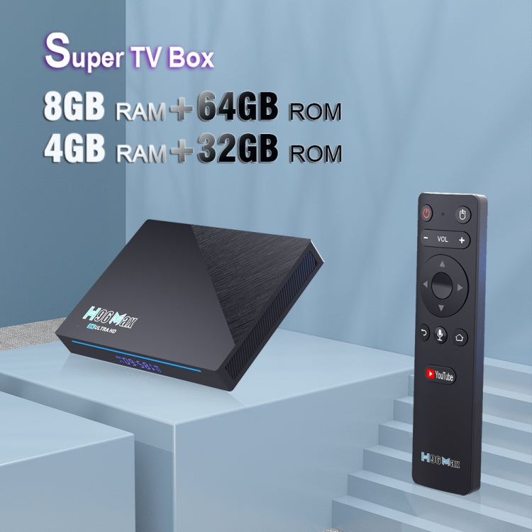 H96 Max 8K Smart TV BOX Android 11.0 Media Player wtih Remote Control, Quad Core RK3566, RAM: 4GB, ROM: 32GB, Dual Frequency 2.4GHz WiFi / 5G, 4GB+32GB, US Plug, 4GB+32GB, EU Plug, 4GB+32GB, UK Plug, 4GB+32GB, AU Plug