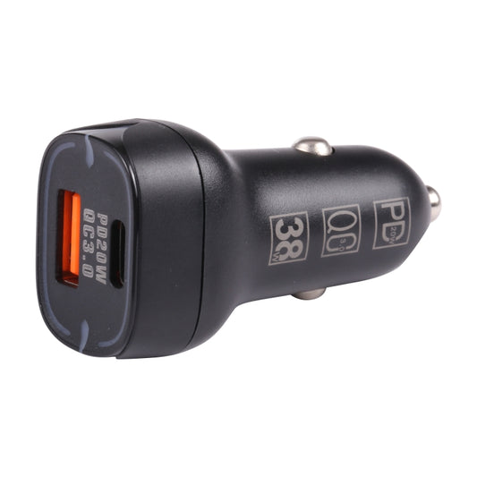 Chargeur de Voiture Double Port USB QC + USB-C / Type-C à Charge Rapide avec Ouverture Lumineuse