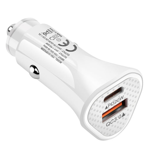 YSY-313PD30W QC3.0 USB + PD 30W USB-C / Type-C Triangle Dual Ports Fast Charging Car Charger, Car Charger