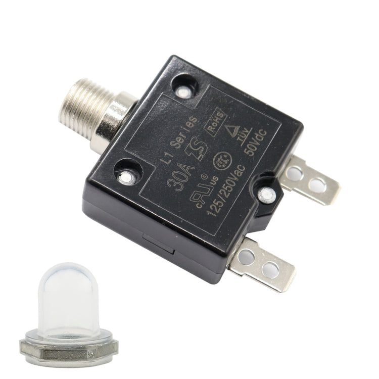 L2 Series 50V Car Overload Protector Manual Reset DC Circuit Breaker with Waterproof Cover, 5A, 10A, 15A, 20A, 30A