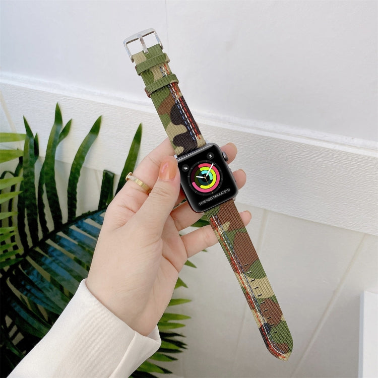 Three Lines Canvas Replacement Strap Watchband, For Apple Watch Series 7 41mm / & 6 & SE & 5 & 4 40mm, For Apple Watch Series 7 45mm / & 6 & SE & 5 & 4 44mm