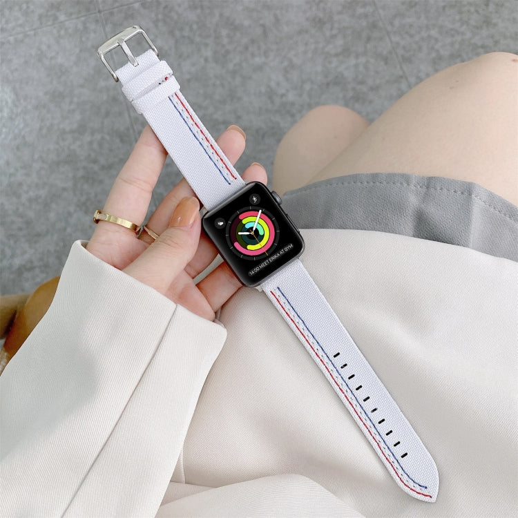 Three Lines Canvas Replacement Strap Watchband, For Apple Watch Series 7 41mm / & 6 & SE & 5 & 4 40mm, For Apple Watch Series 7 45mm / & 6 & SE & 5 & 4 44mm