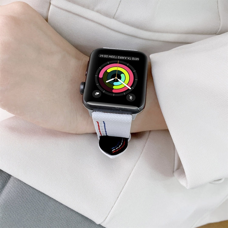 Three Lines Canvas Replacement Strap Watchband, For Apple Watch Series 7 41mm / & 6 & SE & 5 & 4 40mm, For Apple Watch Series 7 45mm / & 6 & SE & 5 & 4 44mm
