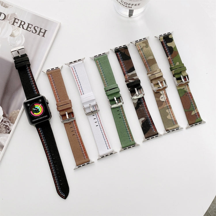 Three Lines Canvas Replacement Strap Watchband, For Apple Watch Series 7 41mm / & 6 & SE & 5 & 4 40mm, For Apple Watch Series 7 45mm / & 6 & SE & 5 & 4 44mm