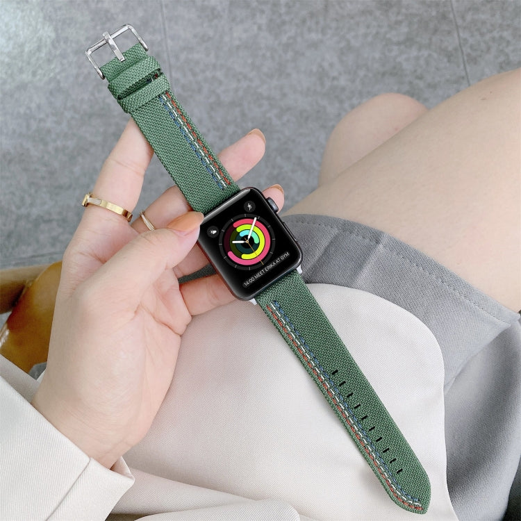 Three Lines Canvas Replacement Strap Watchband, For Apple Watch Series 7 41mm / & 6 & SE & 5 & 4 40mm, For Apple Watch Series 7 45mm / & 6 & SE & 5 & 4 44mm