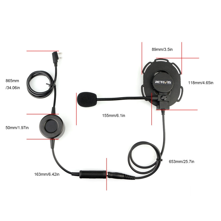 RETEVIS EH060K 2 Pin PPT Waterproof Tactical Military Headphone Microphone, EH060K