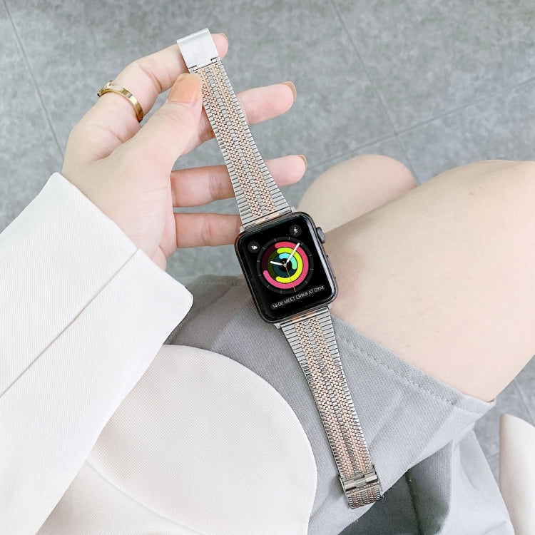 Double Lines Steel Replacement Strap Watchband, For Apple Watch Series 7 41mm / & 6 & SE & 5 & 4 40mm, For Apple Watch Series 7 45mm / & 6 & SE & 5 & 4 44mm