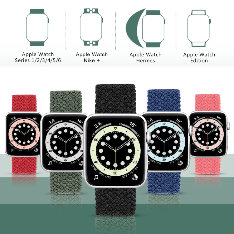 Metal Head Braided Nylon Solid Color Replacement Strap Watchband For Apple Watch Series 6 & SE & 5 & 4 40mm / 3 & 2 & 1 38mm, XS 128mm, S 135mm, M 145mm, L 155mm