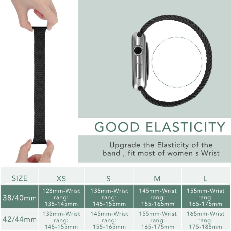 Metal Head Braided Nylon Solid Color Replacement Strap Watchband For Apple Watch Series 6 & SE & 5 & 4 44mm / 3 & 2 & 1 42mm, XS 135mm, S 145mm, M 155mm, L 165mm