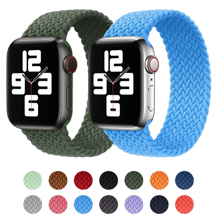 Metal Head Braided Nylon Solid Color Replacement Strap Watchband For Apple Watch Series 6 & SE & 5 & 4 44mm / 3 & 2 & 1 42mm, XS 135mm, S 145mm, M 155mm, L 165mm