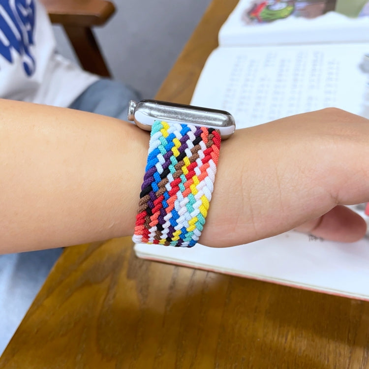 Rainbow Braided Single Loop Replacement Watchbands, Size: L 165mm For Apple Watch Series 6 & SE & 5 & 4 44mm / 3 & 2 & 1 42mm, L 165mm 44mm / 42mm