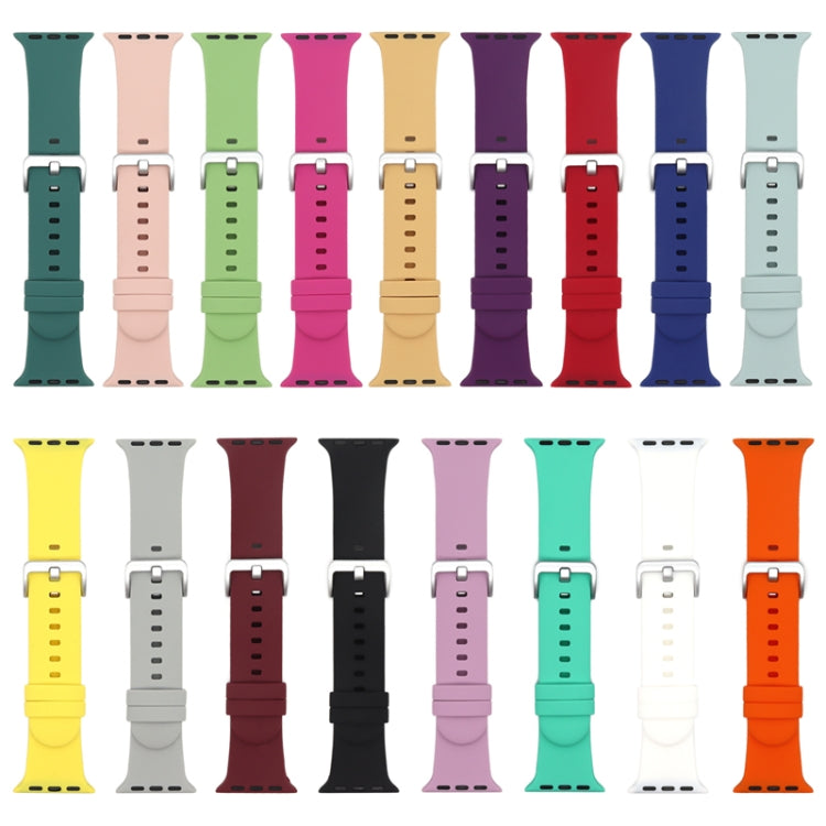 Silver Buckle Silicone Replacement Strap Watchband, For Apple Watch Series 7 41mm / & 6 & SE & 5 & 4 40mm, For Apple Watch Series 7 45mm / & 6 & SE & 5 & 4 44mm