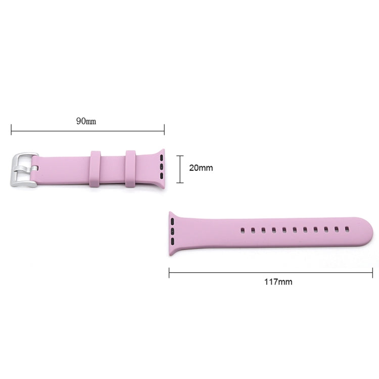 Silver Buckle Silicone Replacement Strap Watchband, For Apple Watch Series 7 41mm / & 6 & SE & 5 & 4 40mm, For Apple Watch Series 7 45mm / & 6 & SE & 5 & 4 44mm