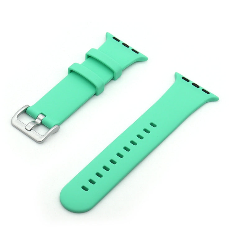 Silver Buckle Silicone Replacement Strap Watchband, For Apple Watch Series 7 41mm / & 6 & SE & 5 & 4 40mm, For Apple Watch Series 7 45mm / & 6 & SE & 5 & 4 44mm