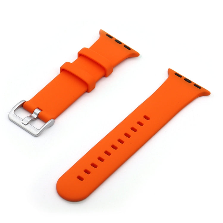 Silver Buckle Silicone Replacement Strap Watchband, For Apple Watch Series 7 41mm / & 6 & SE & 5 & 4 40mm, For Apple Watch Series 7 45mm / & 6 & SE & 5 & 4 44mm