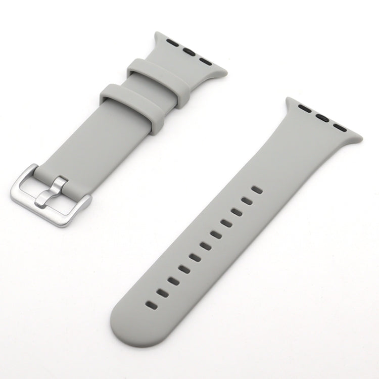 Silver Buckle Silicone Replacement Strap Watchband, For Apple Watch Series 7 41mm / & 6 & SE & 5 & 4 40mm, For Apple Watch Series 7 45mm / & 6 & SE & 5 & 4 44mm
