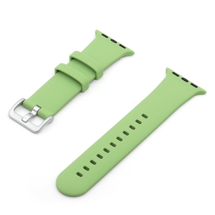 Silver Buckle Silicone Replacement Strap Watchband, For Apple Watch Series 7 41mm / & 6 & SE & 5 & 4 40mm, For Apple Watch Series 7 45mm / & 6 & SE & 5 & 4 44mm