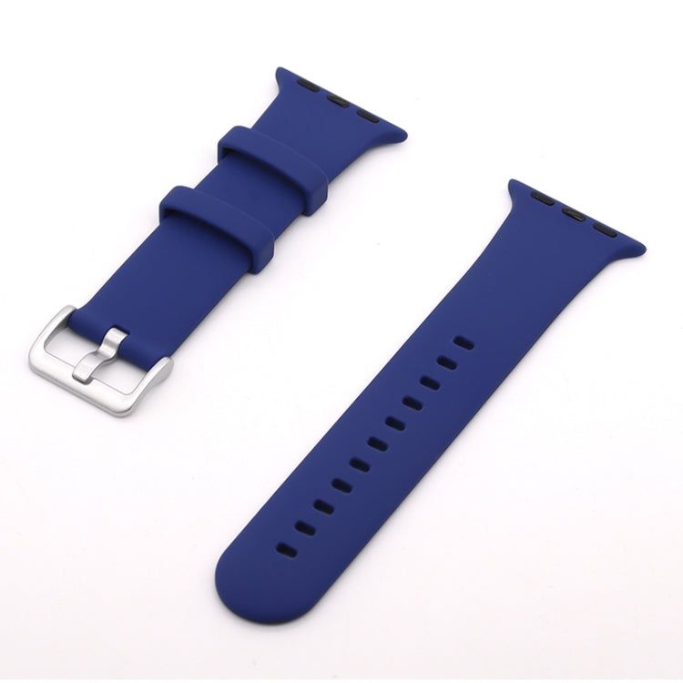 Silver Buckle Silicone Replacement Strap Watchband, For Apple Watch Series 7 41mm / & 6 & SE & 5 & 4 40mm, For Apple Watch Series 7 45mm / & 6 & SE & 5 & 4 44mm