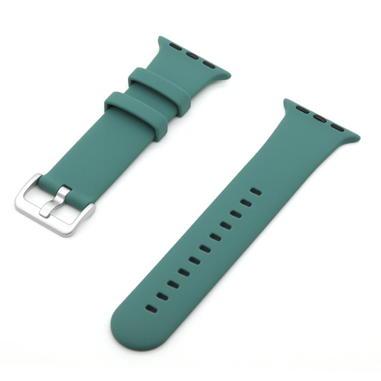 Silver Buckle Silicone Replacement Strap Watchband, For Apple Watch Series 7 41mm / & 6 & SE & 5 & 4 40mm, For Apple Watch Series 7 45mm / & 6 & SE & 5 & 4 44mm