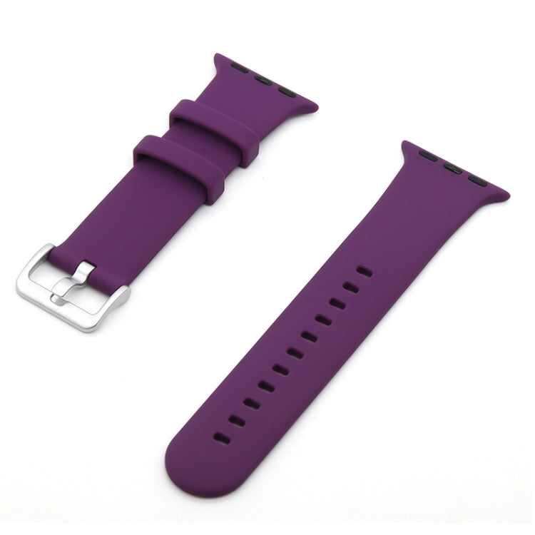 Silver Buckle Silicone Replacement Strap Watchband, For Apple Watch Series 7 41mm / & 6 & SE & 5 & 4 40mm, For Apple Watch Series 7 45mm / & 6 & SE & 5 & 4 44mm
