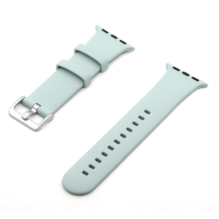 Silver Buckle Silicone Replacement Strap Watchband, For Apple Watch Series 7 41mm / & 6 & SE & 5 & 4 40mm, For Apple Watch Series 7 45mm / & 6 & SE & 5 & 4 44mm