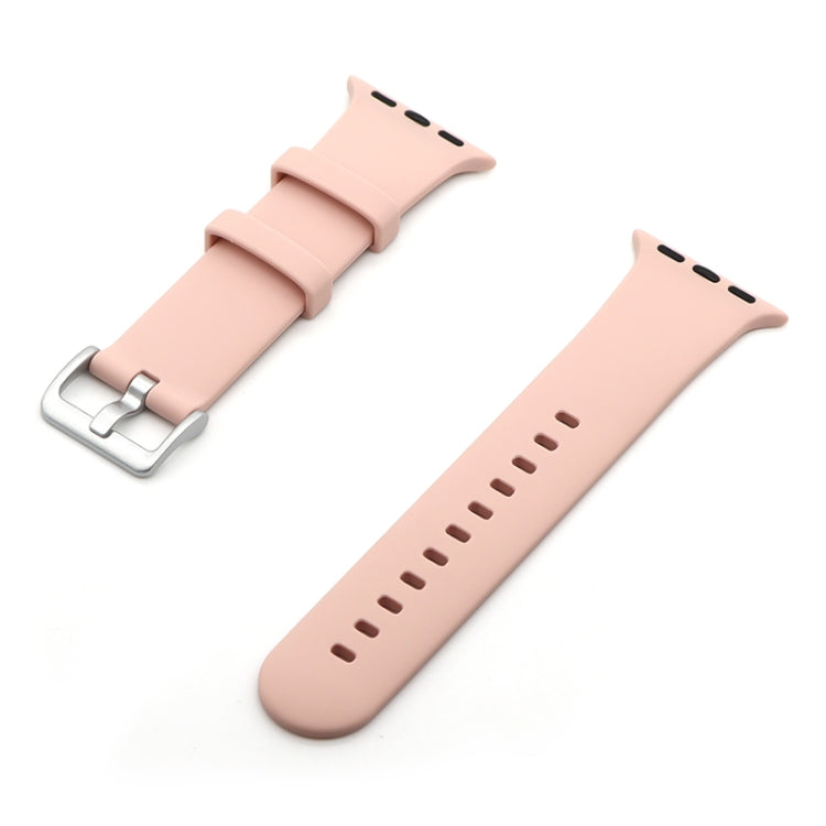 Silver Buckle Silicone Replacement Strap Watchband, For Apple Watch Series 7 41mm / & 6 & SE & 5 & 4 40mm, For Apple Watch Series 7 45mm / & 6 & SE & 5 & 4 44mm